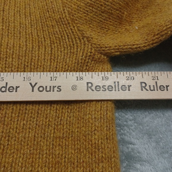 Vintage 60s Cardigan Mens Medium Brown Shetland Suede Leather Sweater Wickbury - Picture 7 of 7